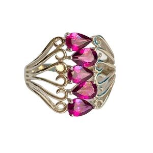 Rhodolite Garnet Cocktail Ring Sterling Silver Mob Wife Large Gemstone Size 9
